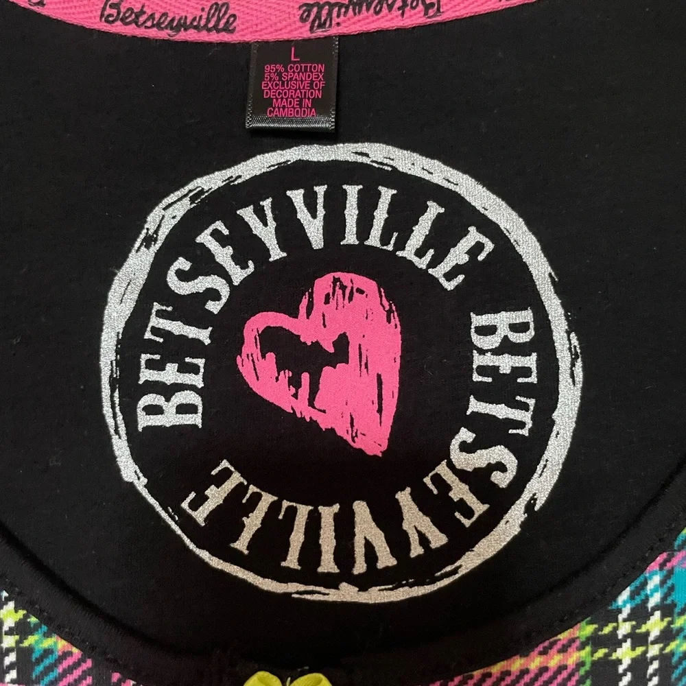 Betseyville women sz large PJ set pink/black/green plaid. 2 piece set new w tags - Picture 4 of 7